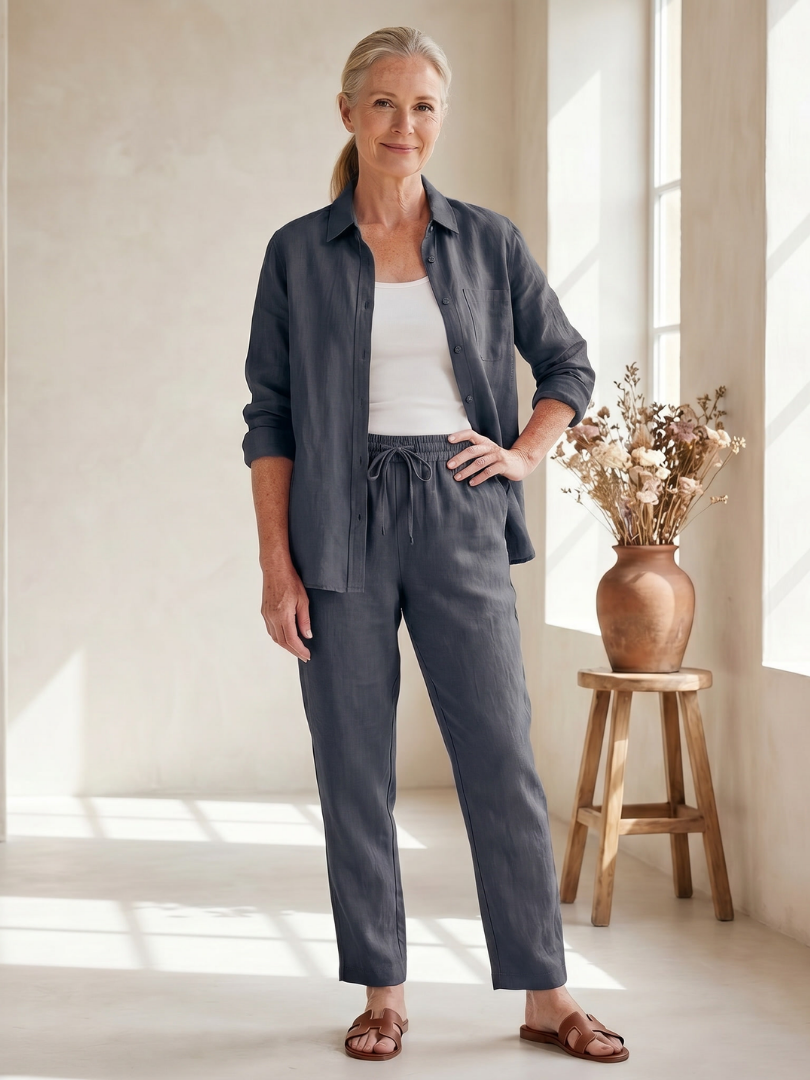 Noor | Long Sleeve Shirt and Tapered Pants Set
