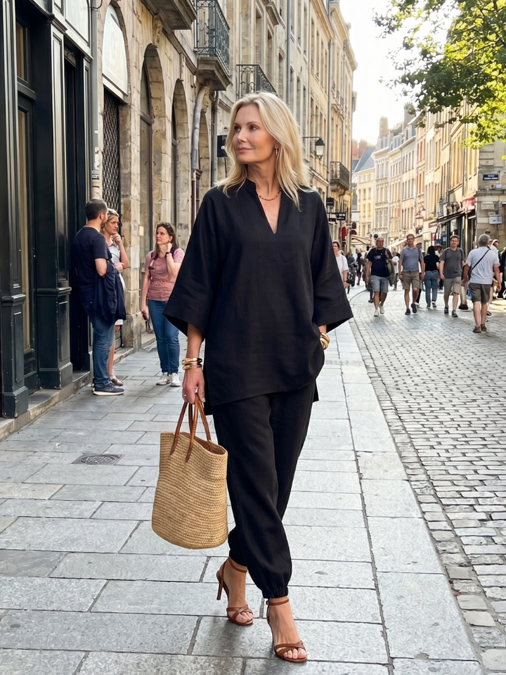 Georgiana | V-Neck Tunic Set with Gathered Pants
