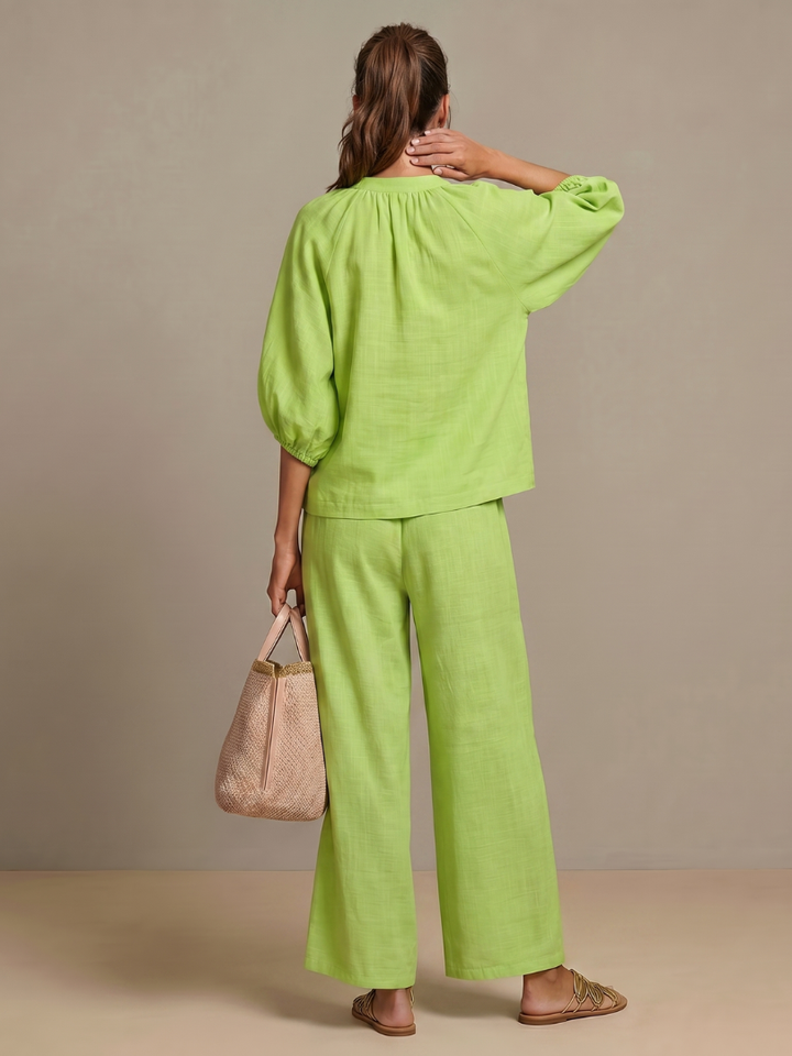 Natalia | Zip-Up Top and Wide Pants