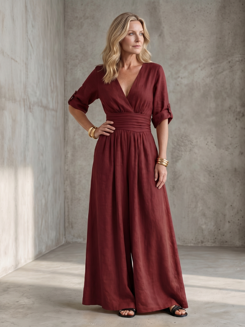 Wanda | Wide-Leg Jumpsuit with Crossed Neckline