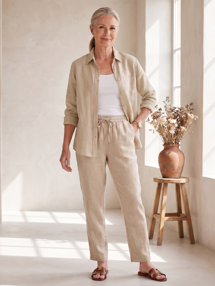 Noor | Long Sleeve Shirt and Tapered Pants Set