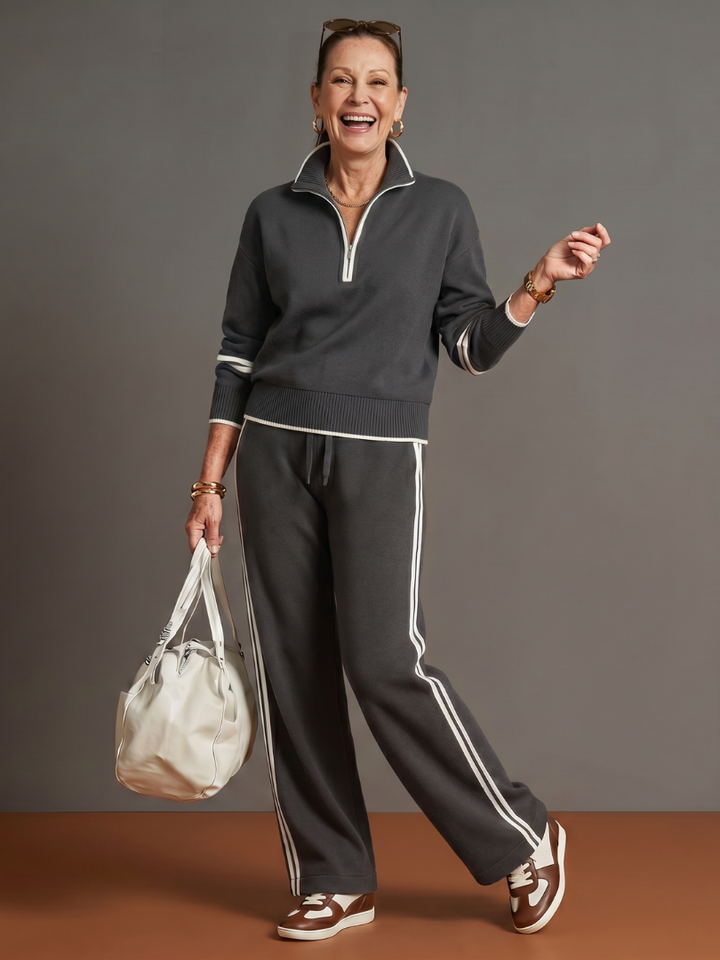 Rain | Long Sleeve Striped Side Panel Tracksuit with Zip Collar