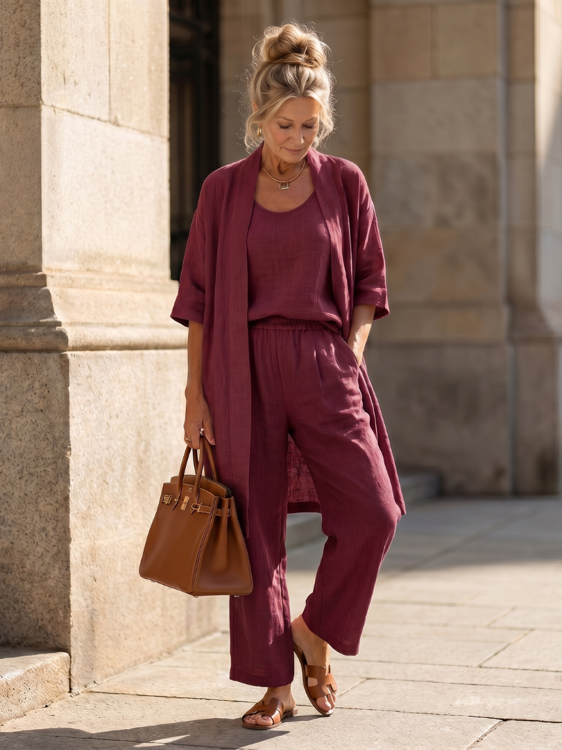 Yael | Casual Three-Piece Top and Pants Set