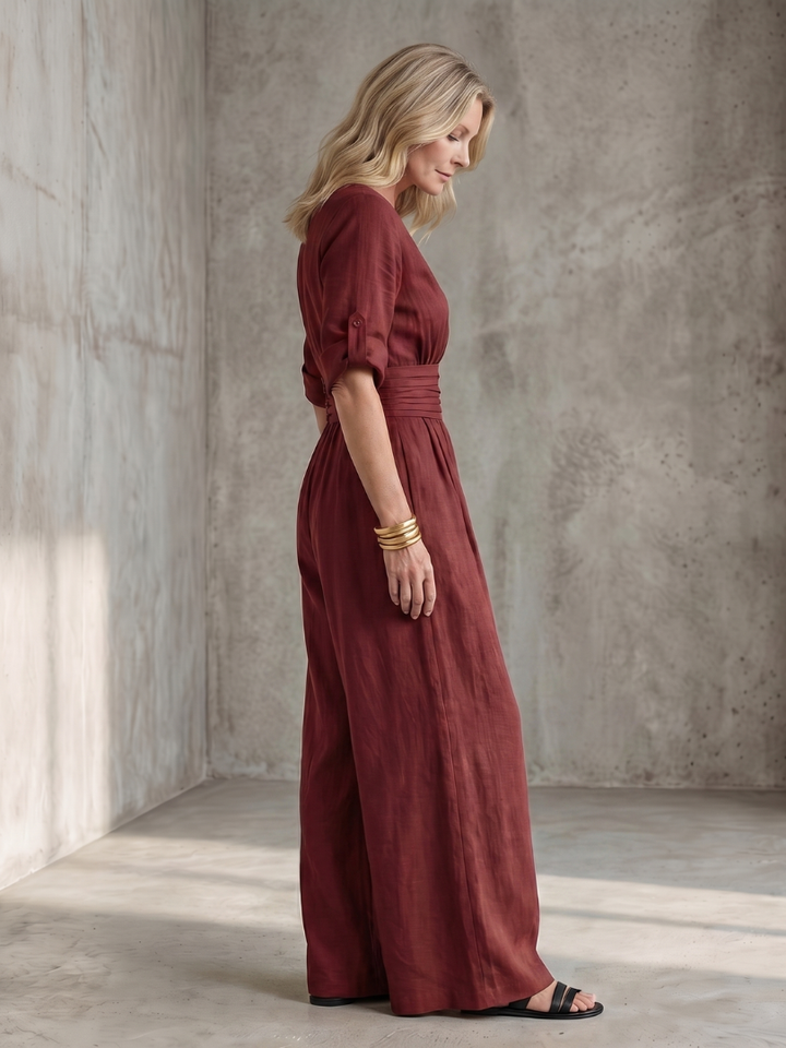 Wanda | Wide-Leg Jumpsuit with Crossed Neckline