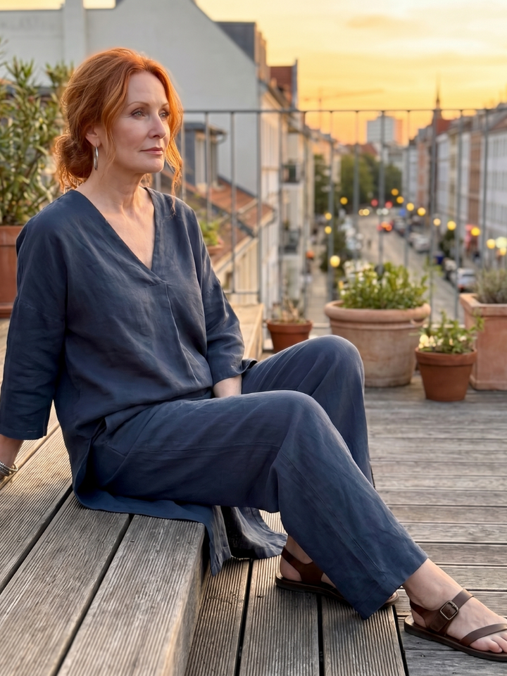 Onyx | Long Tunic Top and Wide Pants Set