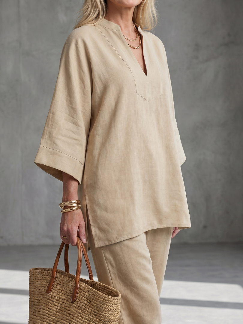 Georgiana | V-Neck Tunic Set with Gathered Pants