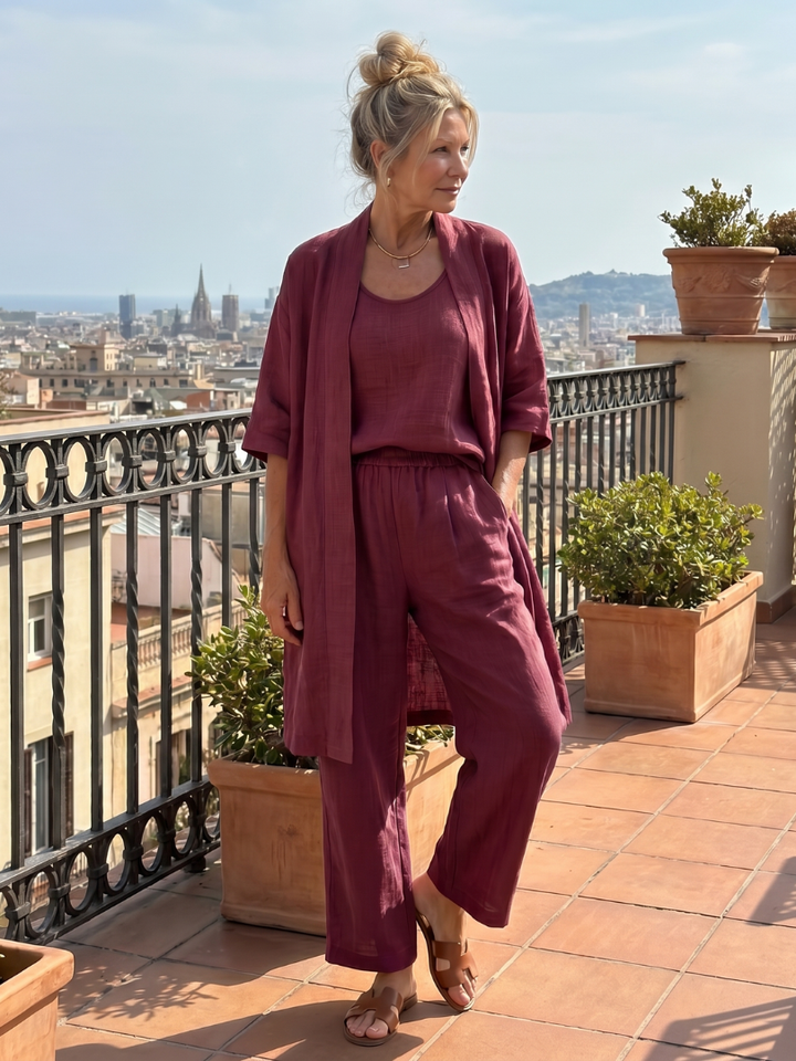 Yael | Casual Three-Piece Top and Pants Set