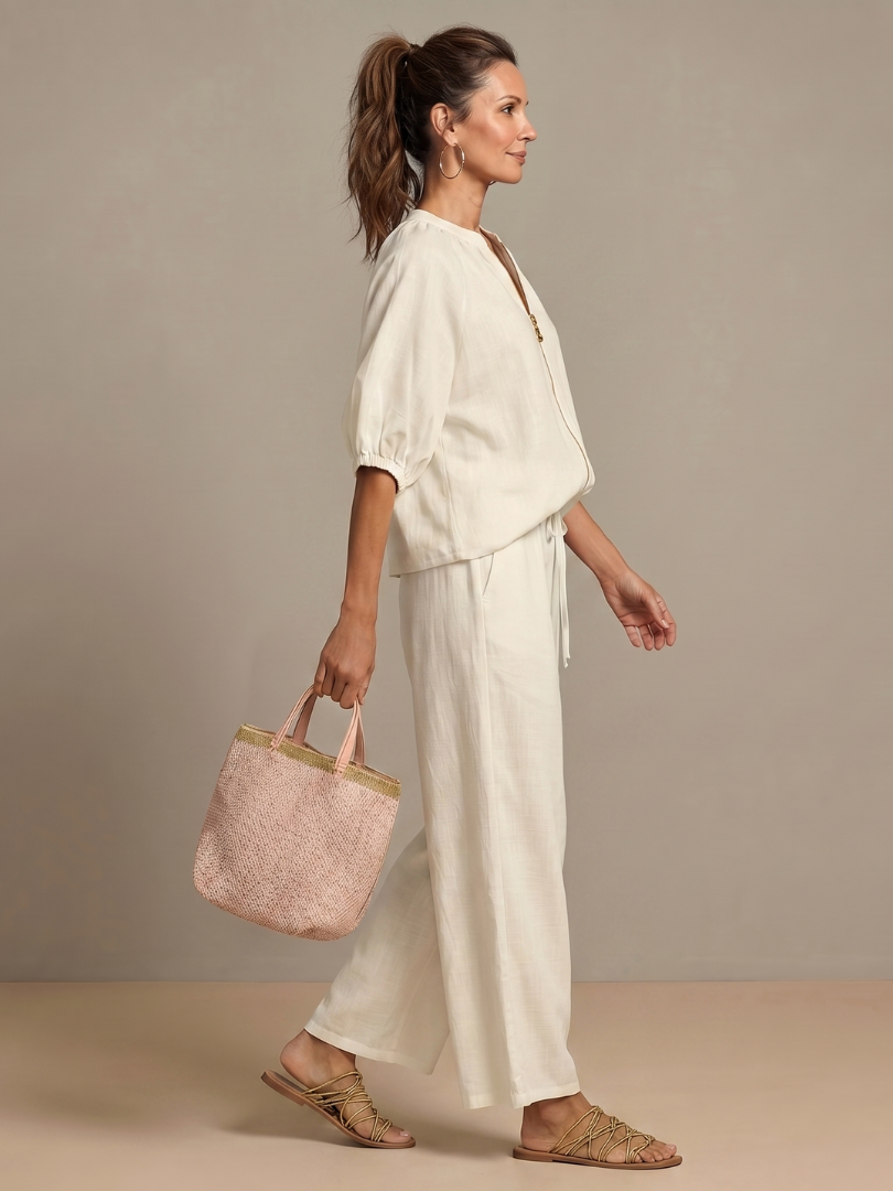 Natalia | Zip-Up Top and Wide Pants