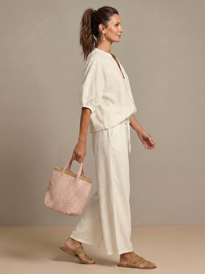 Natalia | Zip-Up Top and Wide Pants