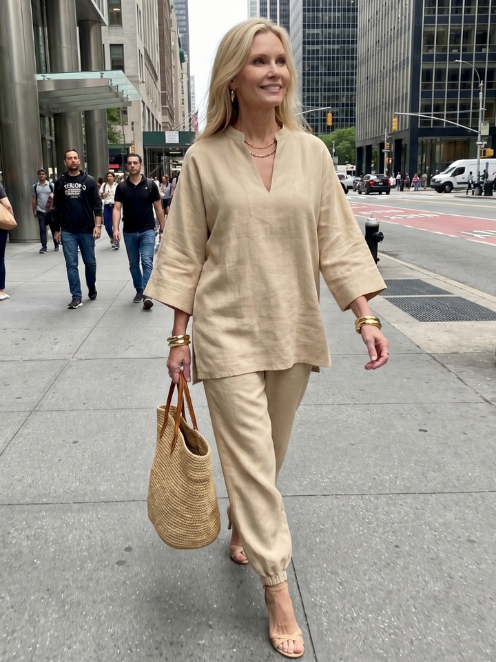 Georgiana | V-Neck Tunic Set with Gathered Pants