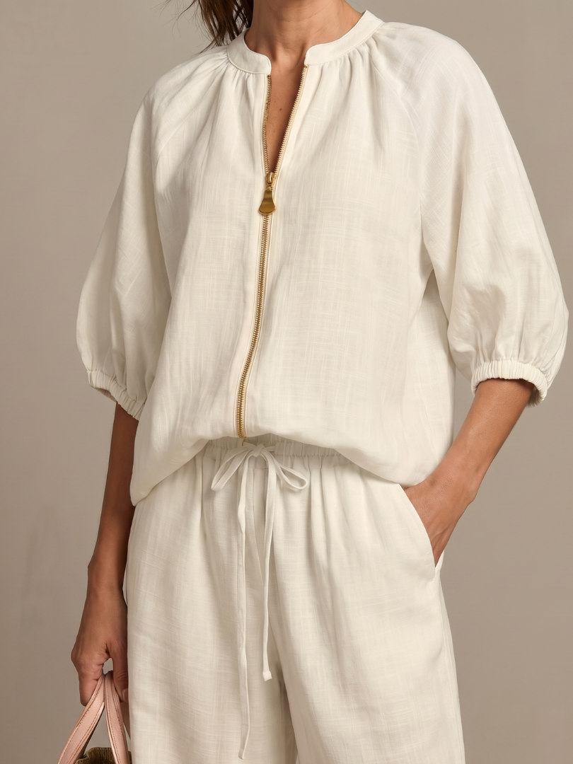 Natalia | Zip-Up Top and Wide Pants