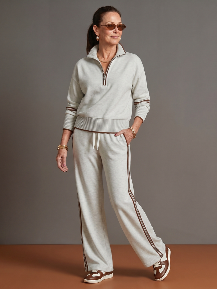 Rain | Long Sleeve Striped Side Panel Tracksuit with Zip Collar