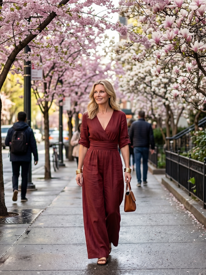 Wanda | Wide-Leg Jumpsuit with Crossed Neckline