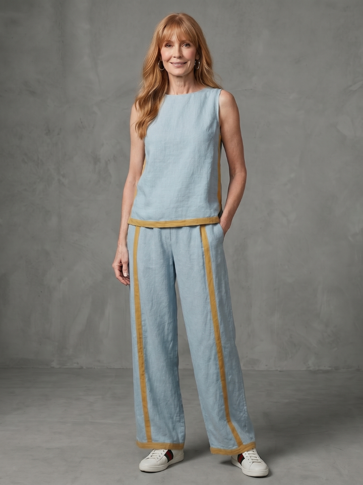 Inara | Sleeveless Top and Wide Pants with Contrast