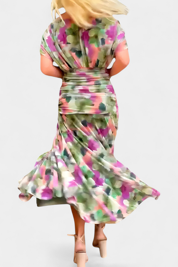 Genevieve™ | Long Floral Dress with V-Neck