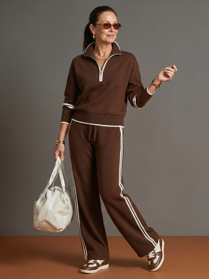 Rain | Long Sleeve Striped Side Panel Tracksuit with Zip Collar