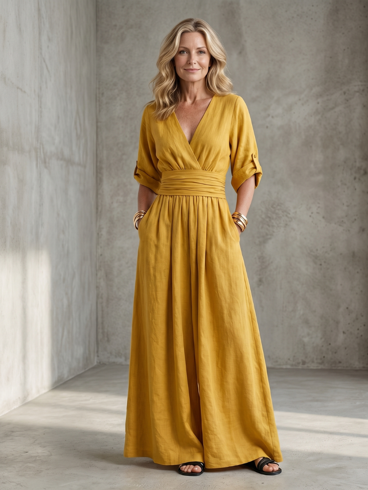 Wanda | Wide-Leg Jumpsuit with Crossed Neckline