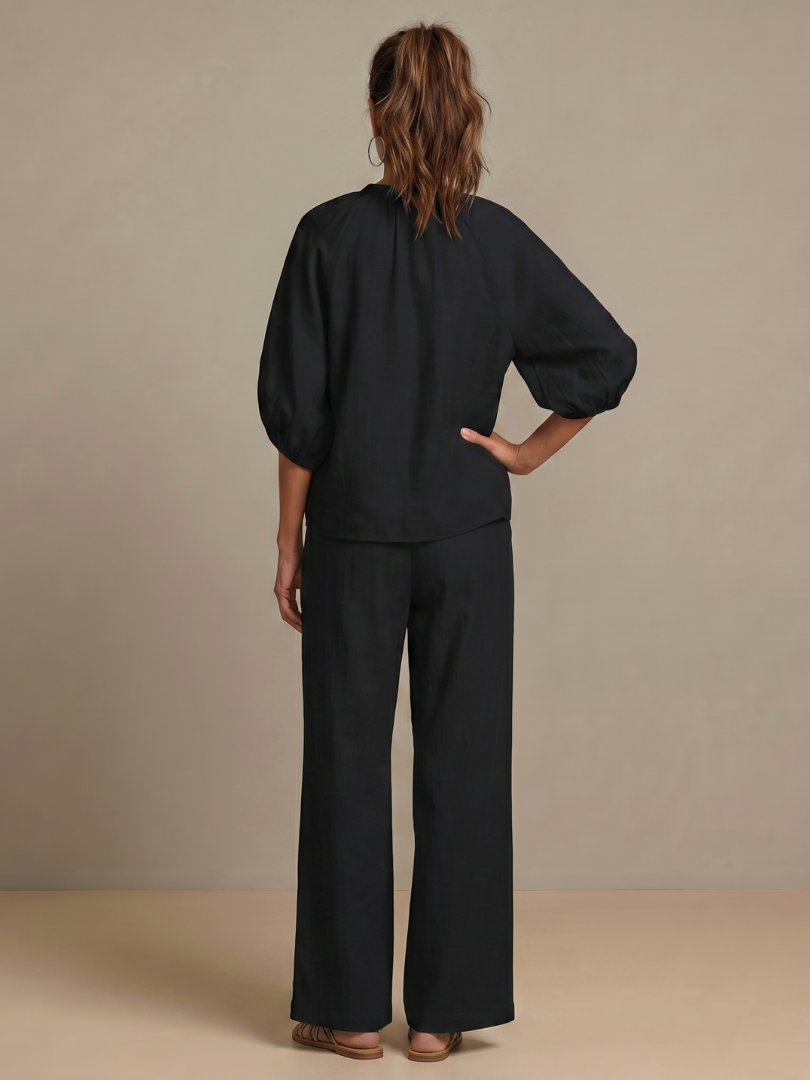 Natalia | Zip-Up Top and Wide Pants