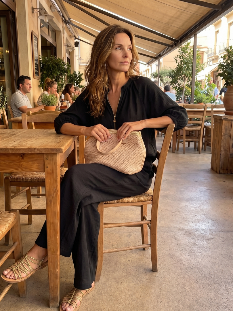Natalia | Zip-Up Top and Wide Pants