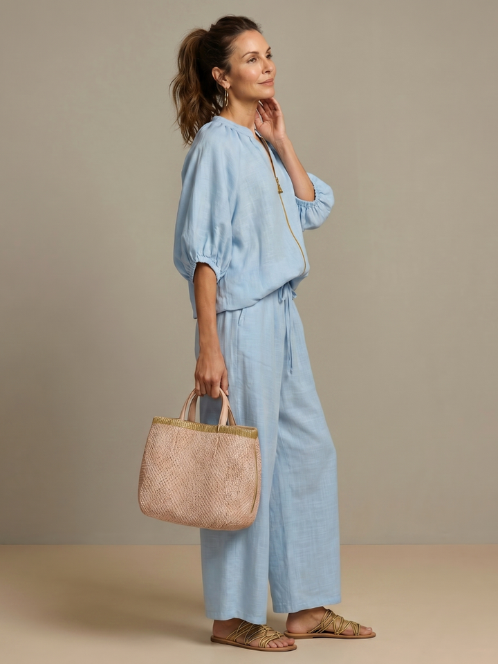 Natalia | Zip-Up Top and Wide Pants