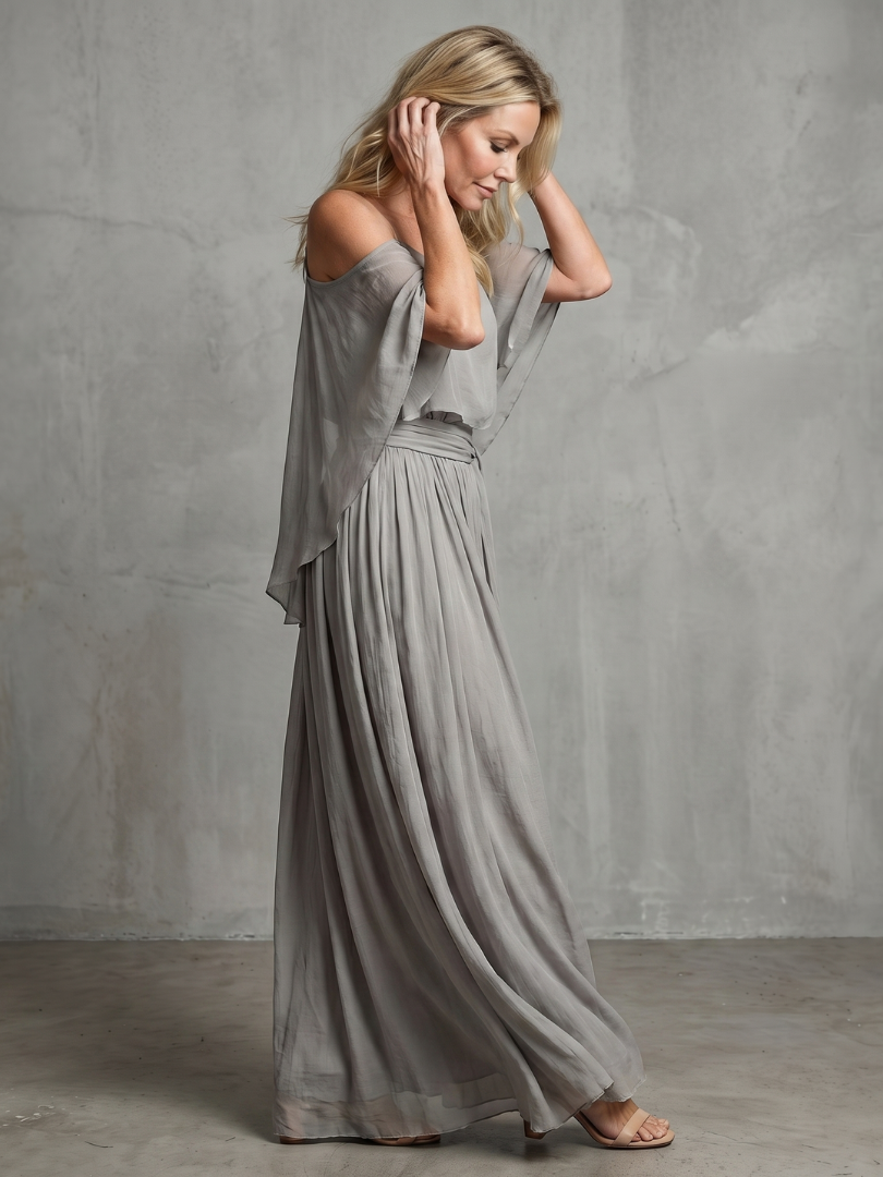 Marisol | Layered Off-Shoulder Draped Top and Wide Leg Pants