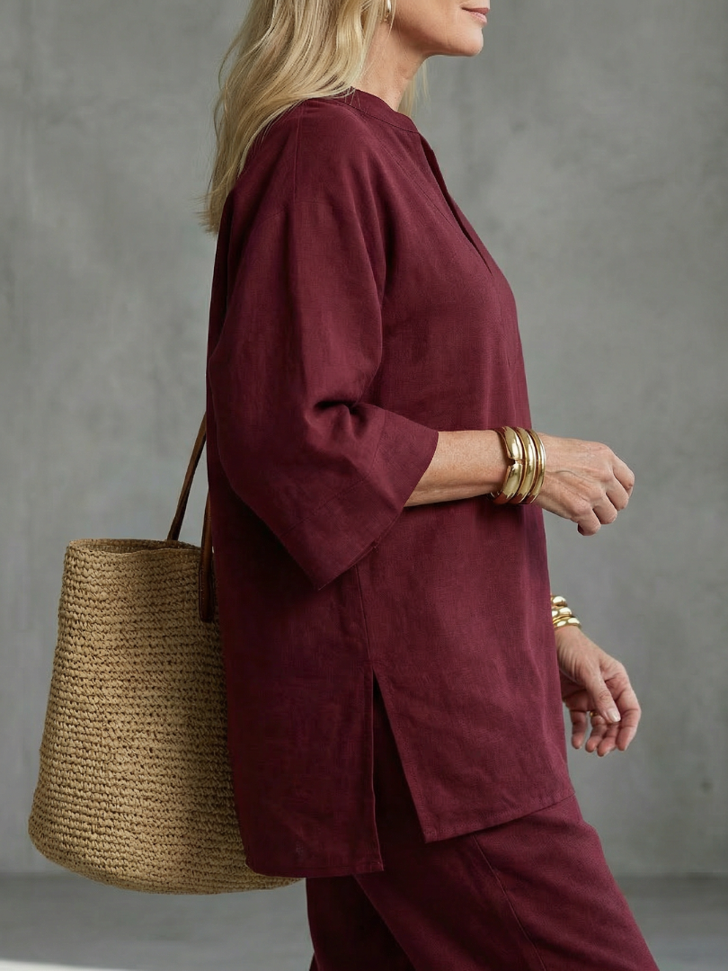 Georgiana | V-Neck Tunic Set with Gathered Pants