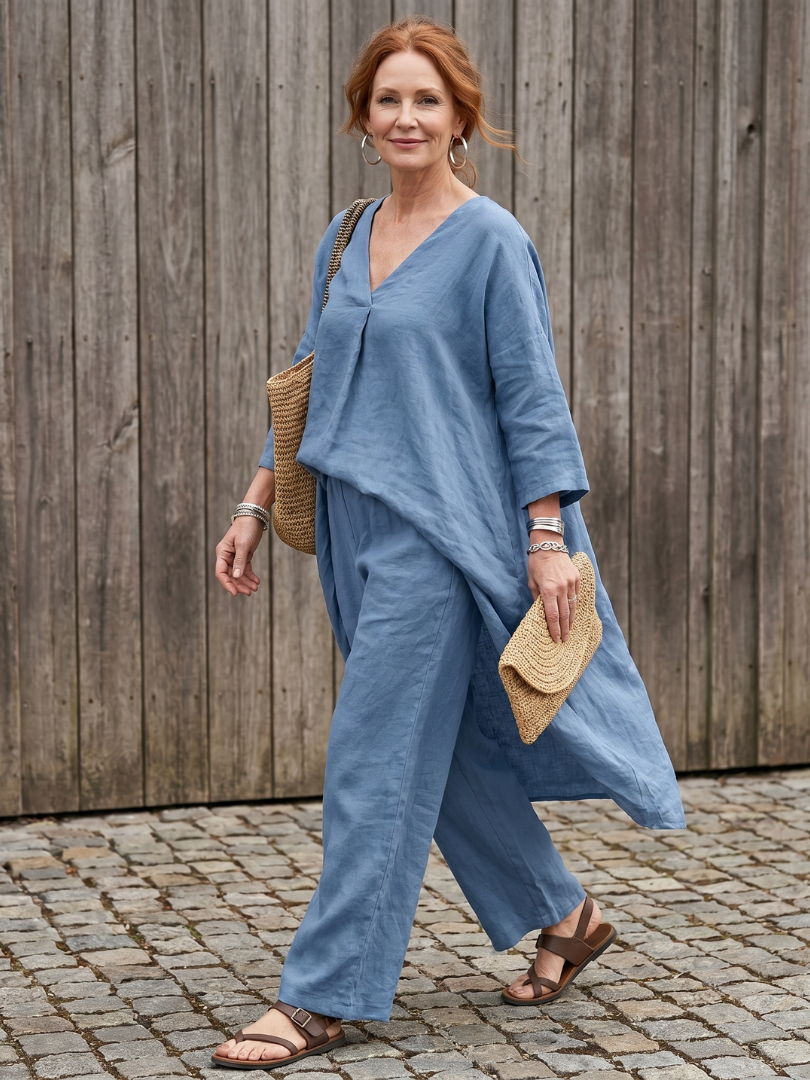 Onyx | Long Tunic Top and Wide Pants Set