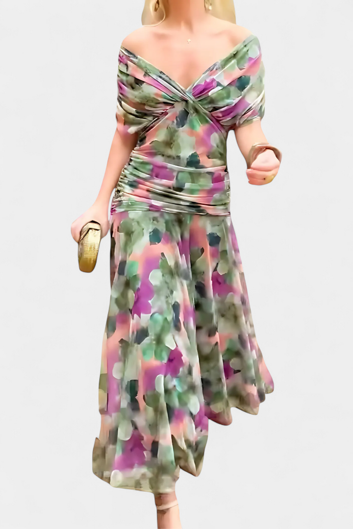 Genevieve™ | Long Floral Dress with V-Neck