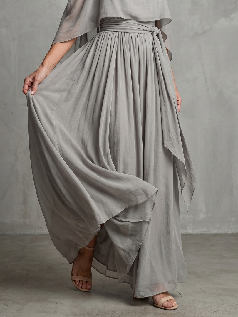 Marisol | Layered Off-Shoulder Draped Top and Wide Leg Pants