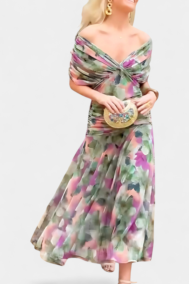 Genevieve™ | Long Floral Dress with V-Neck