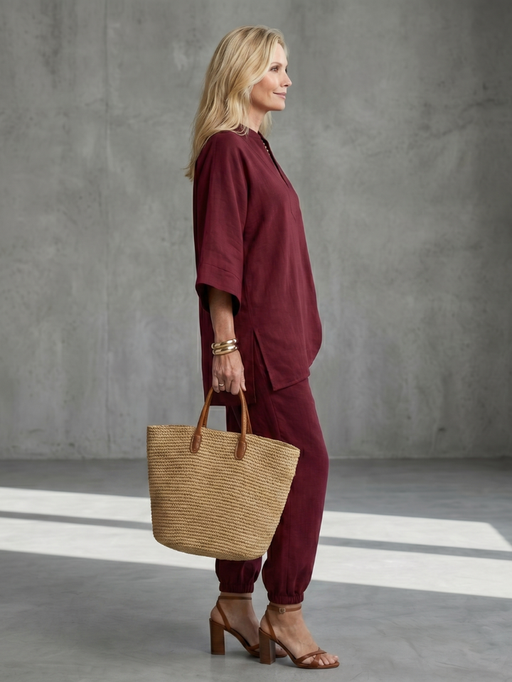 Georgiana | V-Neck Tunic Set with Gathered Pants