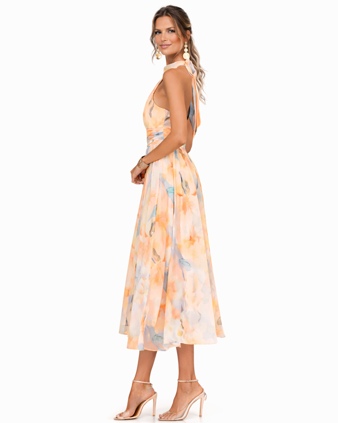 Amara™ | Halter Maxi Dress with Watercolor Print