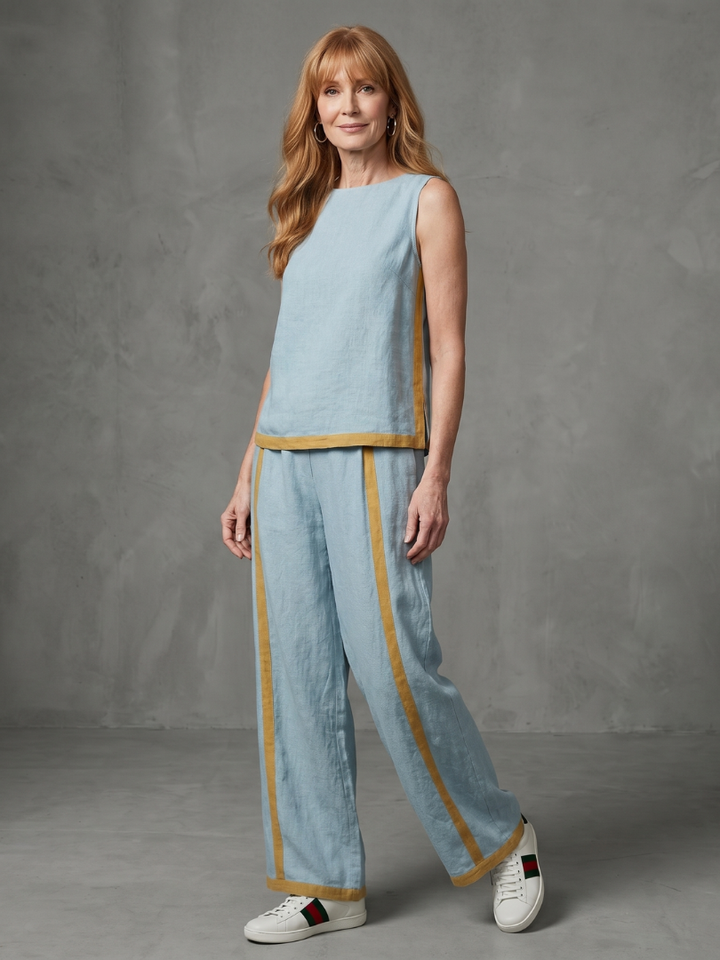 Inara | Sleeveless Top and Wide Pants with Contrast