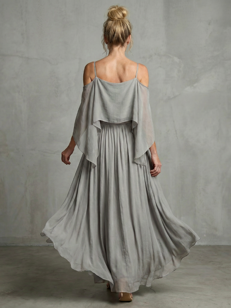 Marisol | Layered Off-Shoulder Draped Top and Wide Leg Pants