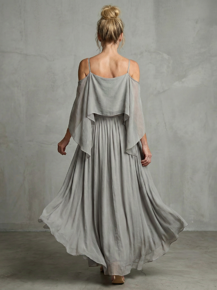 Marisol | Layered Off-Shoulder Draped Top and Wide Leg Pants