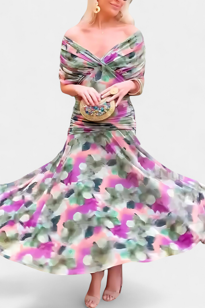 Genevieve™ | Long Floral Dress with V-Neck
