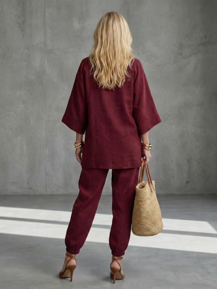 Georgiana | V-Neck Tunic Set with Gathered Pants