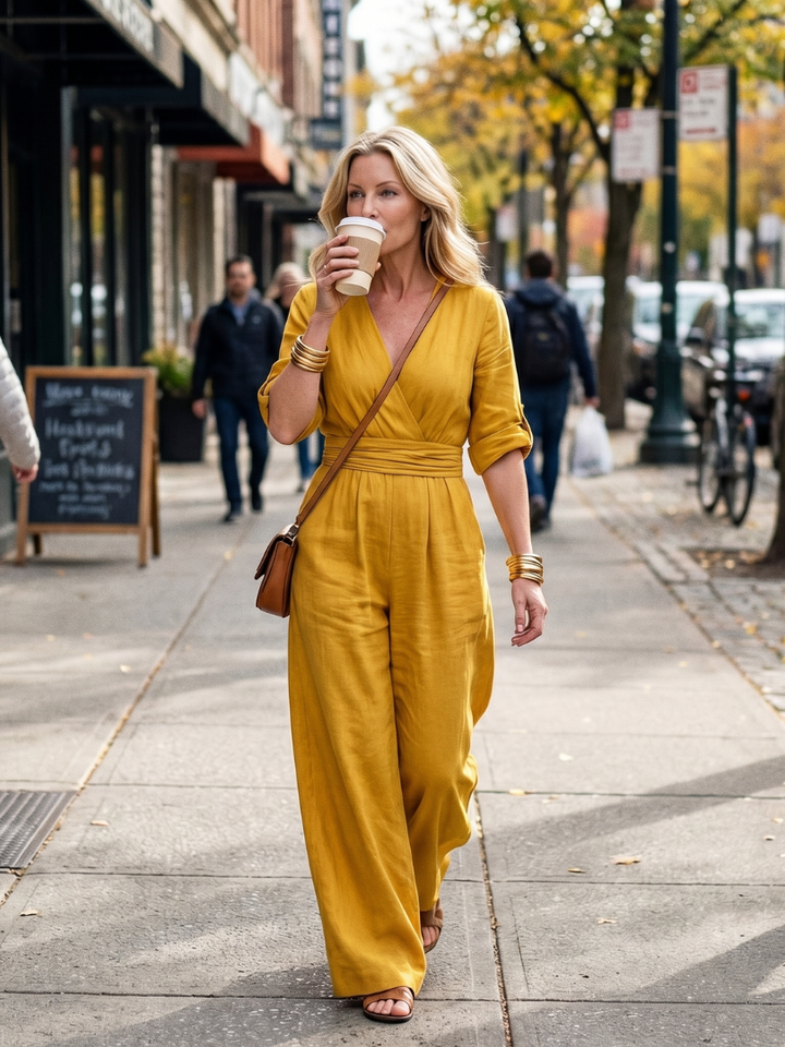 Wanda | Wide-Leg Jumpsuit with Crossed Neckline
