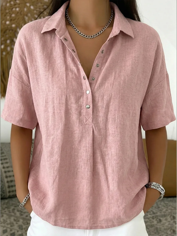 Sloane™ Cotton Blend Short Sleeve Shirt Relaxed Fit Collared Style