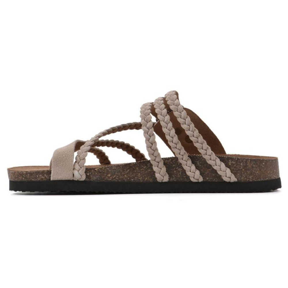 Hadley™ Braided Suede Sandals Flat Cork Natural Comfort
