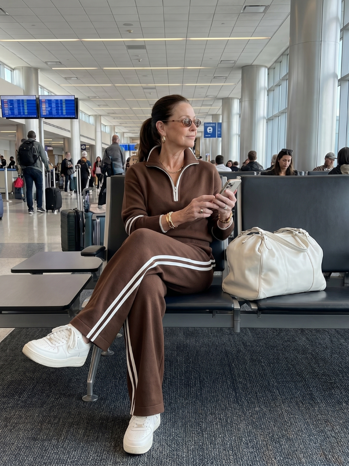 Rain | Long Sleeve Striped Side Panel Tracksuit with Zip Collar