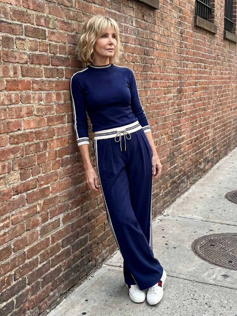 Eirlys | Fitted Long Sleeve Top and Wide Pants Set