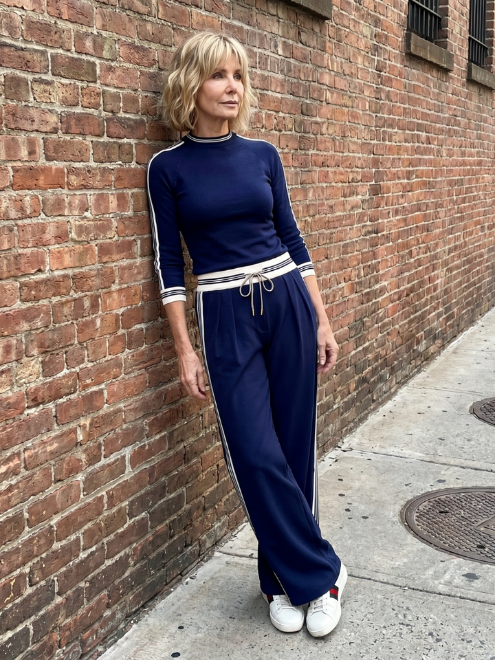 Eirlys | Fitted Long Sleeve Top and Wide Pants Set