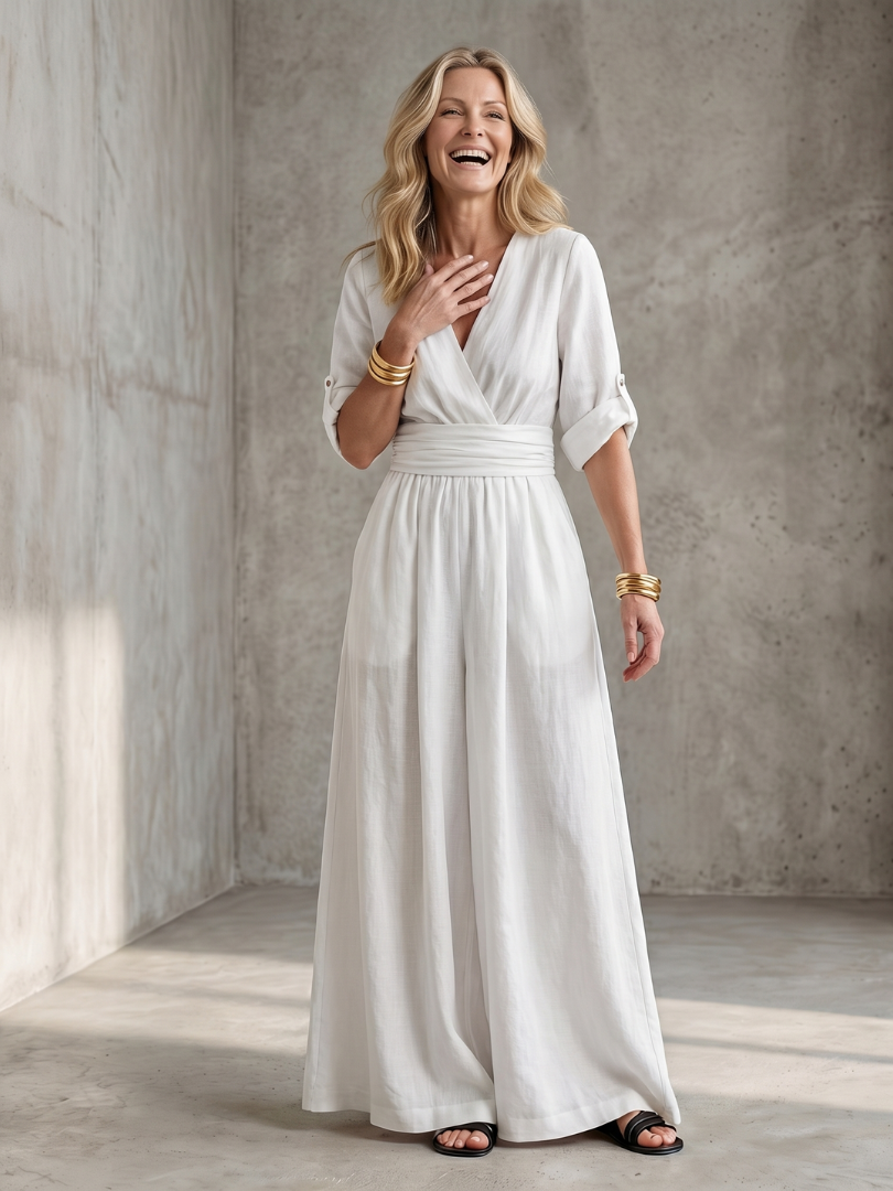 Wanda | Wide-Leg Jumpsuit with Crossed Neckline
