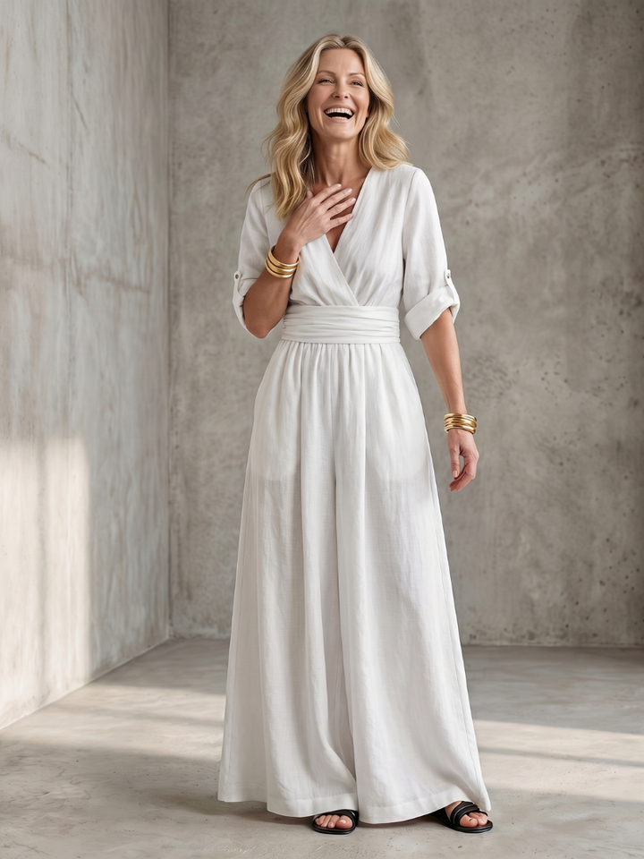 Wanda | Wide-Leg Jumpsuit with Crossed Neckline