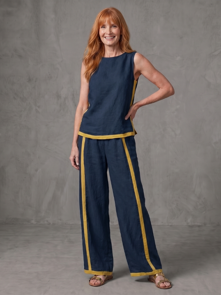 Inara | Sleeveless Top and Wide Pants with Contrast