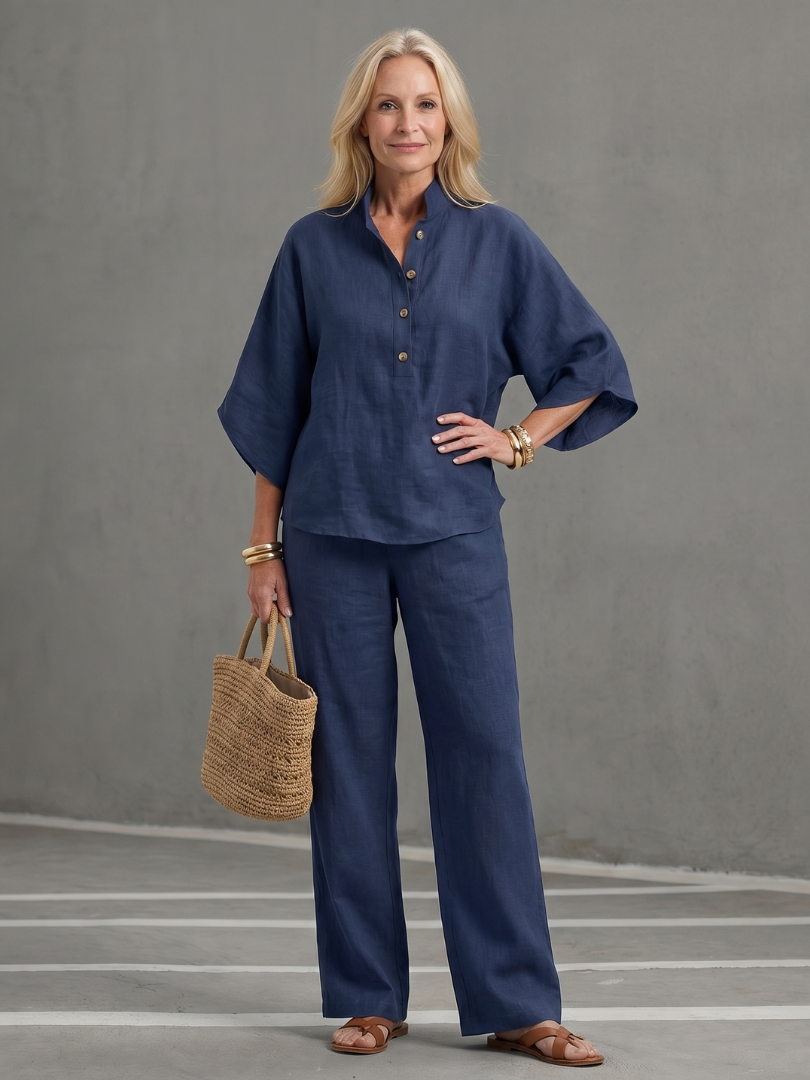Amity | Relaxed Button Front Tunic and Pant Set
