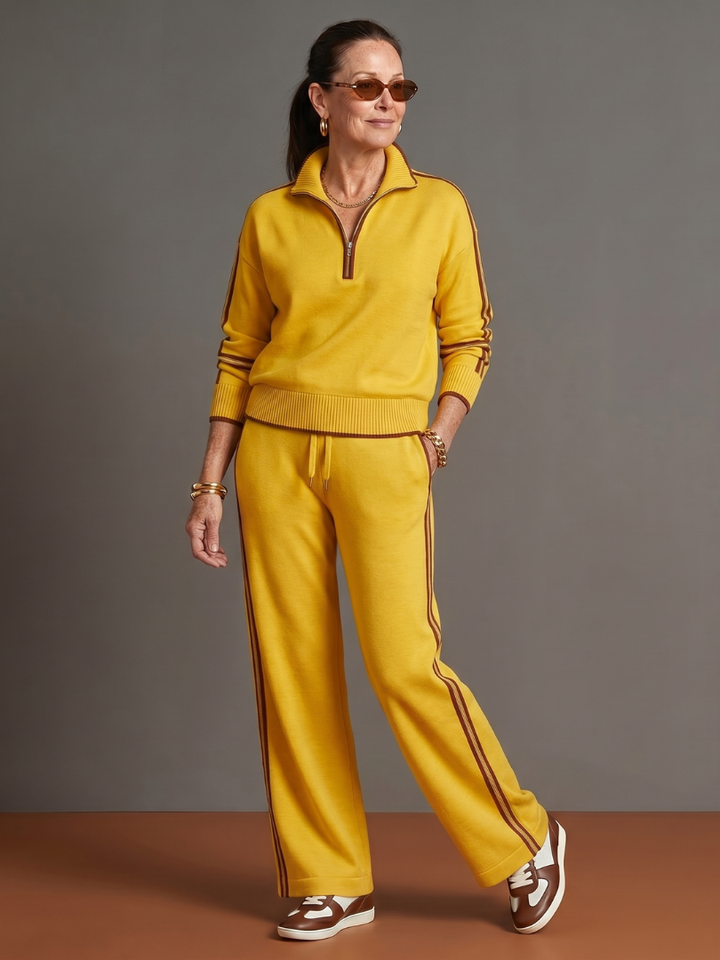 Rain | Long Sleeve Striped Side Panel Tracksuit with Zip Collar