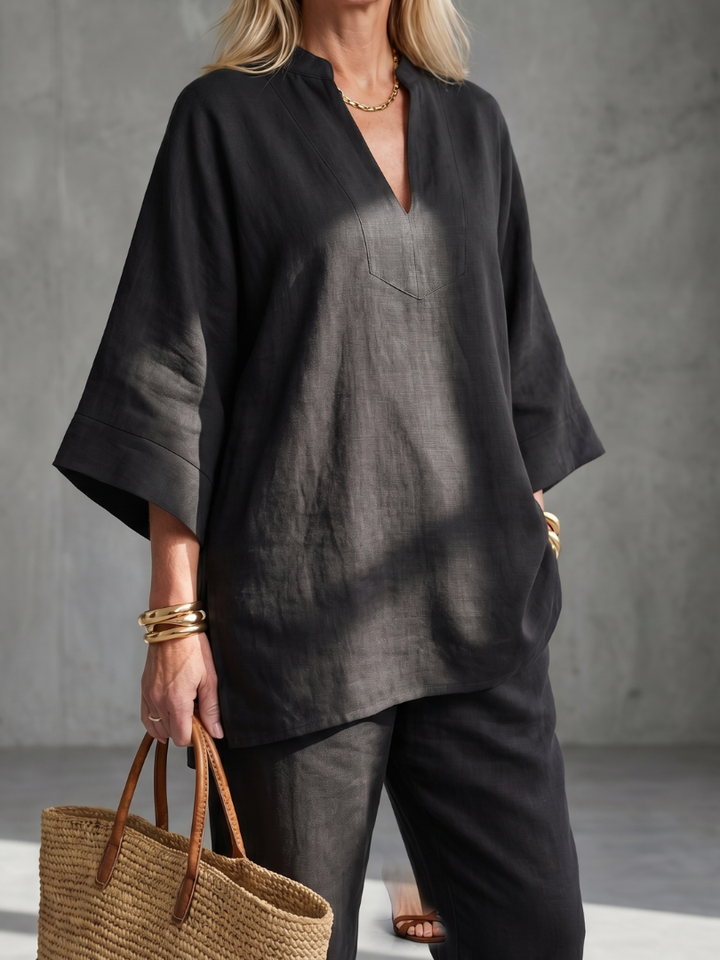 Georgiana | V-Neck Tunic Set with Gathered Pants
