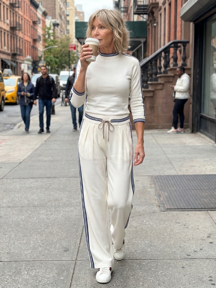 Eirlys | Fitted Long Sleeve Top and Wide Pants Set